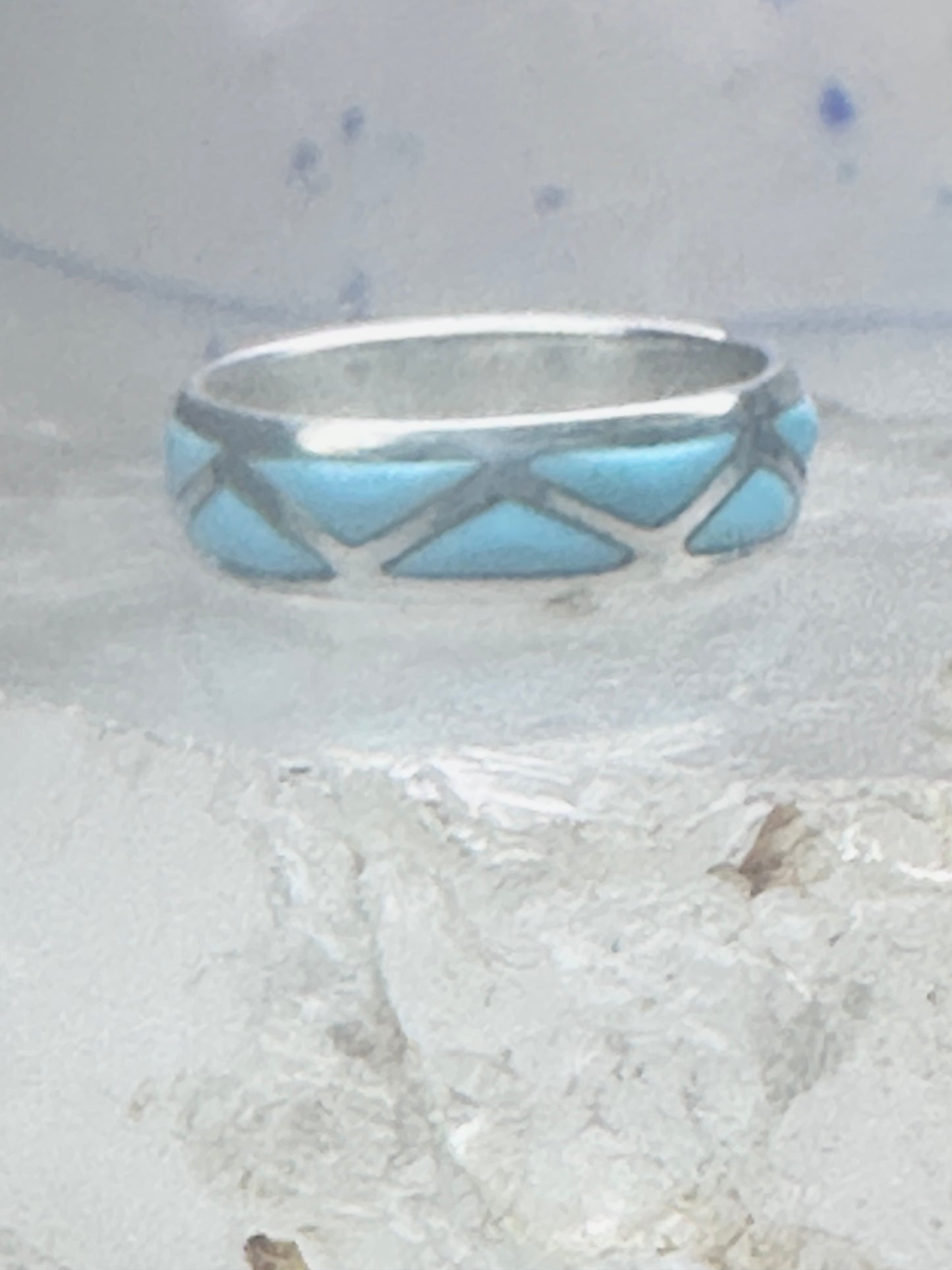 Zuni ring turquoise wedding band size 9.25 sterling silver women men