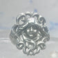Face ring Art Deco figurative band size 4.75 sterling silver women
