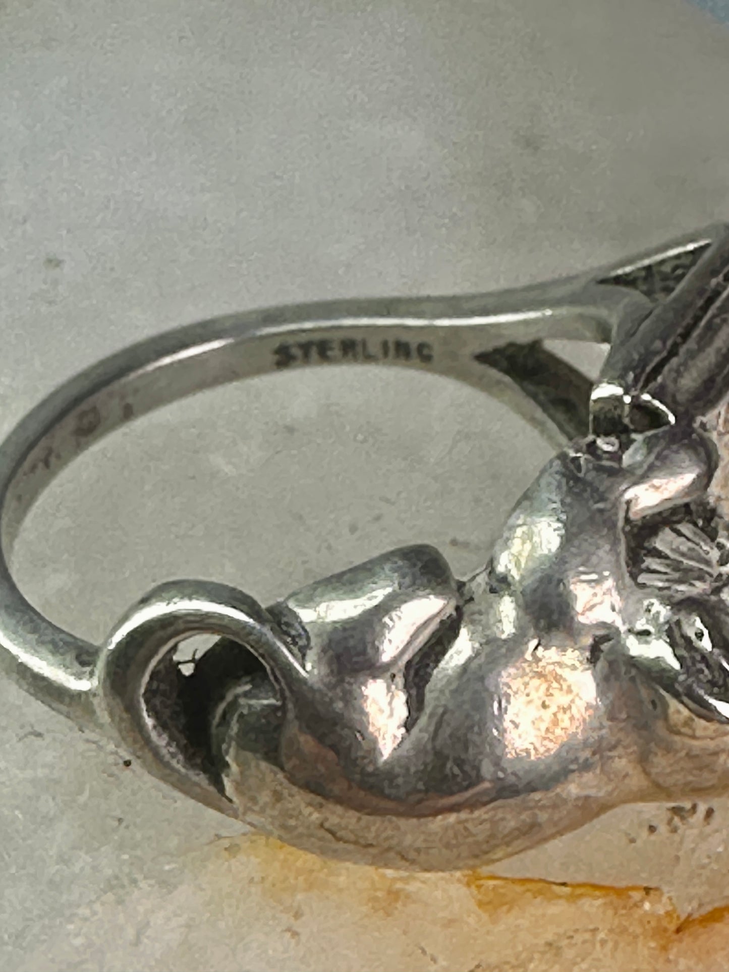 Cat ring reading Fish Book pinky band sterling silver size 4.75 sterling silver