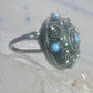 Vintage old Poison ring boho turquoise band size 6 800 silver women