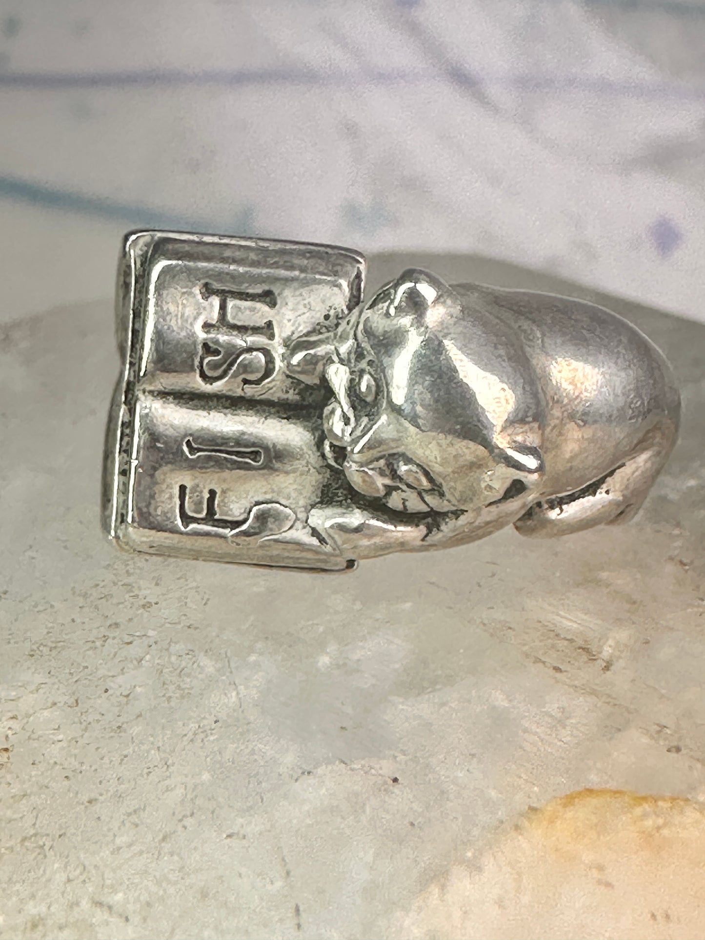 Cat ring reading Fish Book pinky band sterling silver size 4.75 sterling silver