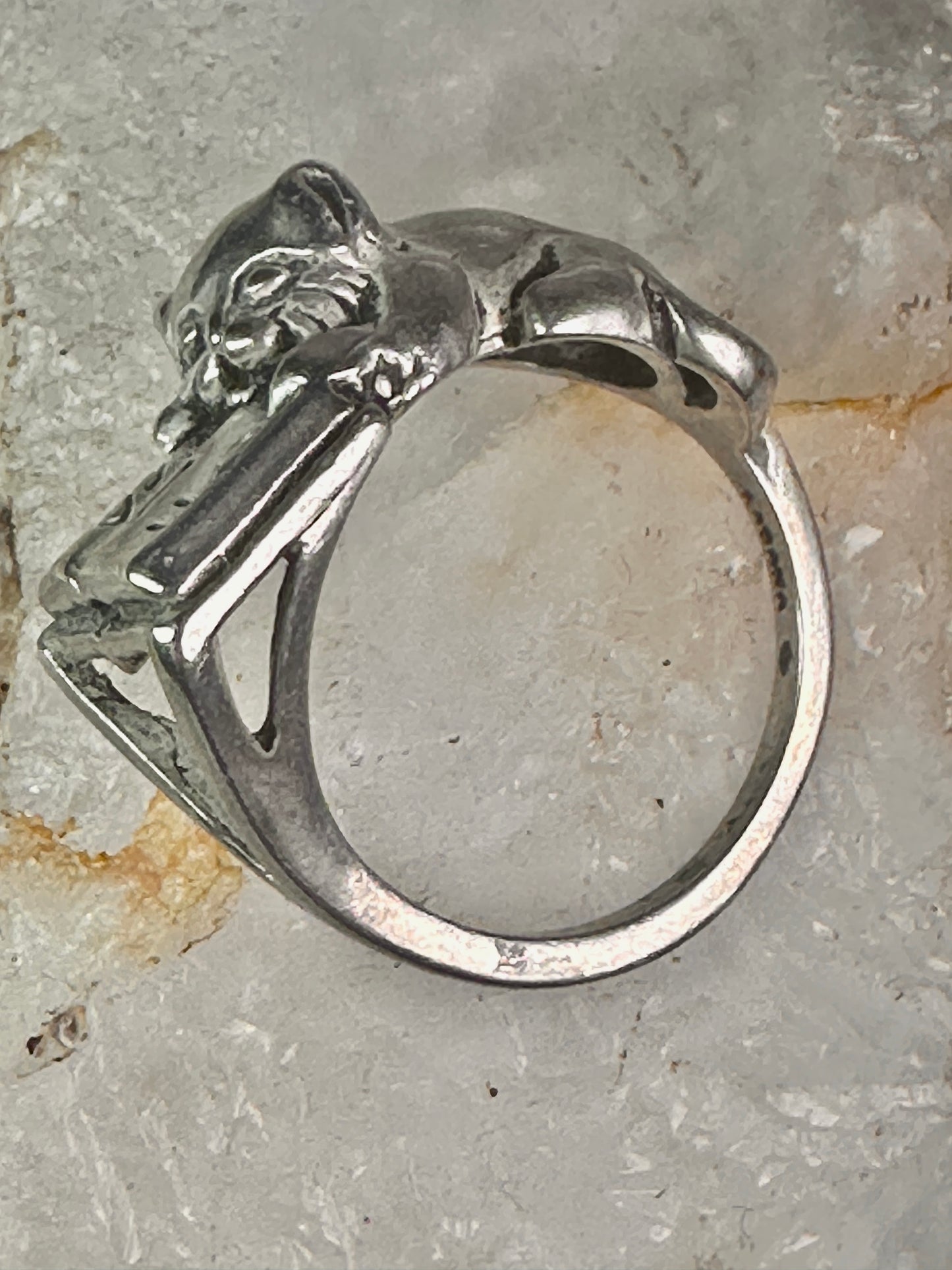 Cat ring reading Fish Book pinky band sterling silver size 4.75 sterling silver