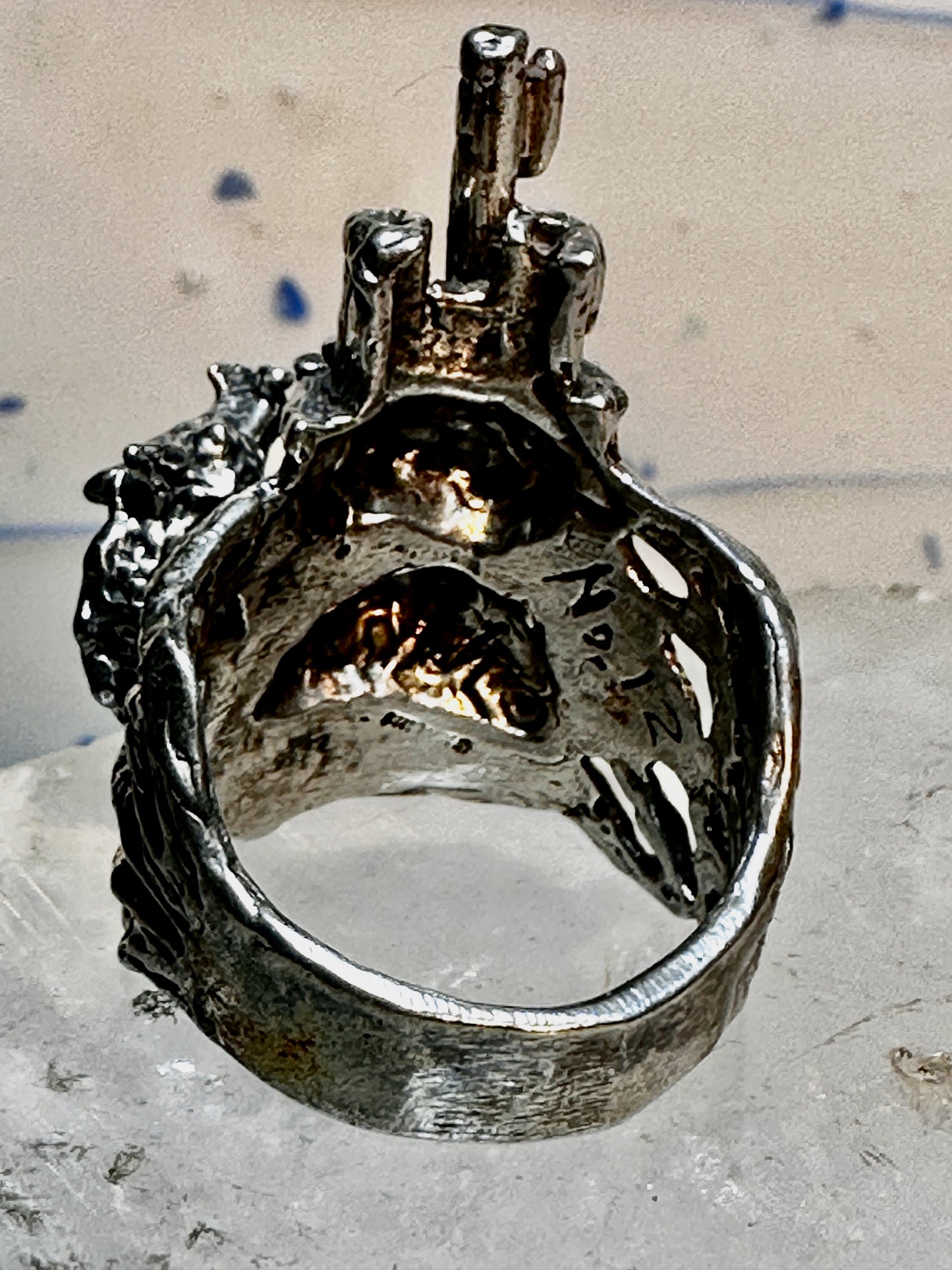 Castle ring dragon Medieval Renaissance band size 8.75 sterling silver women