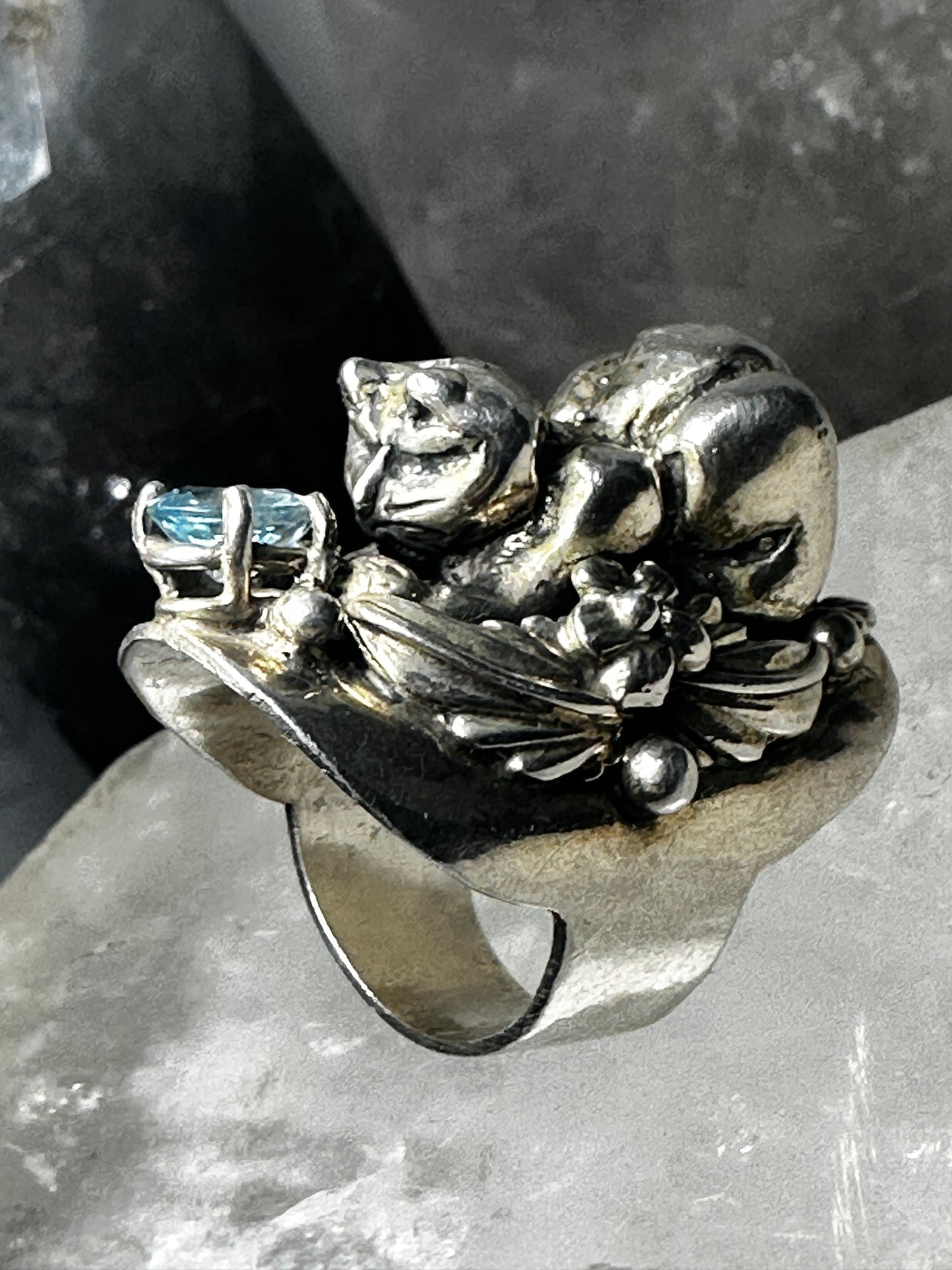 Cat Ring Carol Felley band Size  5 Sterling Silver