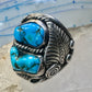 Navajo ring turquoise band leaves size 12 sterling silver women men