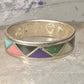 Zuni wedding ring turquoise malachite coral MOP size 12.75 sterling silver men