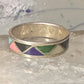Zuni wedding ring turquoise malachite coral MOP size 12.75 sterling silver men