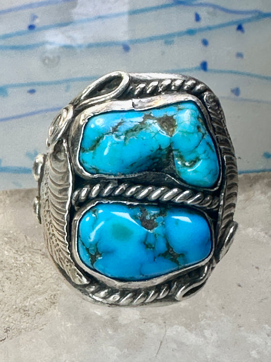Navajo ring turquoise band leaves size 12 sterling silver women men