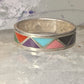 Zuni wedding ring turquoise malachite coral MOP size 12.75 sterling silver men