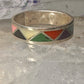 Zuni wedding ring turquoise malachite coral MOP size 12.75 sterling silver men