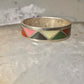 Zuni wedding ring turquoise malachite coral MOP size 12.75 sterling silver men