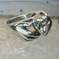Heart ring Hands holding heart Valentine love band size 7.75 sterling silver women