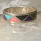 Zuni wedding ring turquoise malachite coral MOP size 12.75 sterling silver men