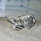 Heart ring Hands holding heart Valentine love band size 7.75 sterling silver women