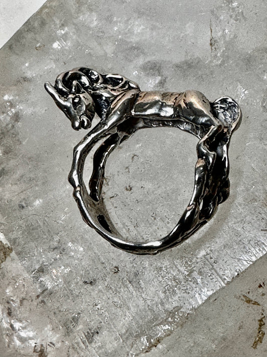 Unicorn ring  horse band size 5.25 sterling silver women  girls