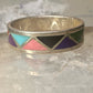 Zuni wedding ring turquoise malachite coral MOP size 12.75 sterling silver men