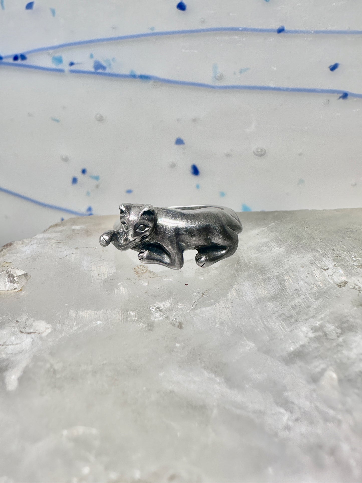 Cat ring kitten band size 5.75 sterling silver women girls