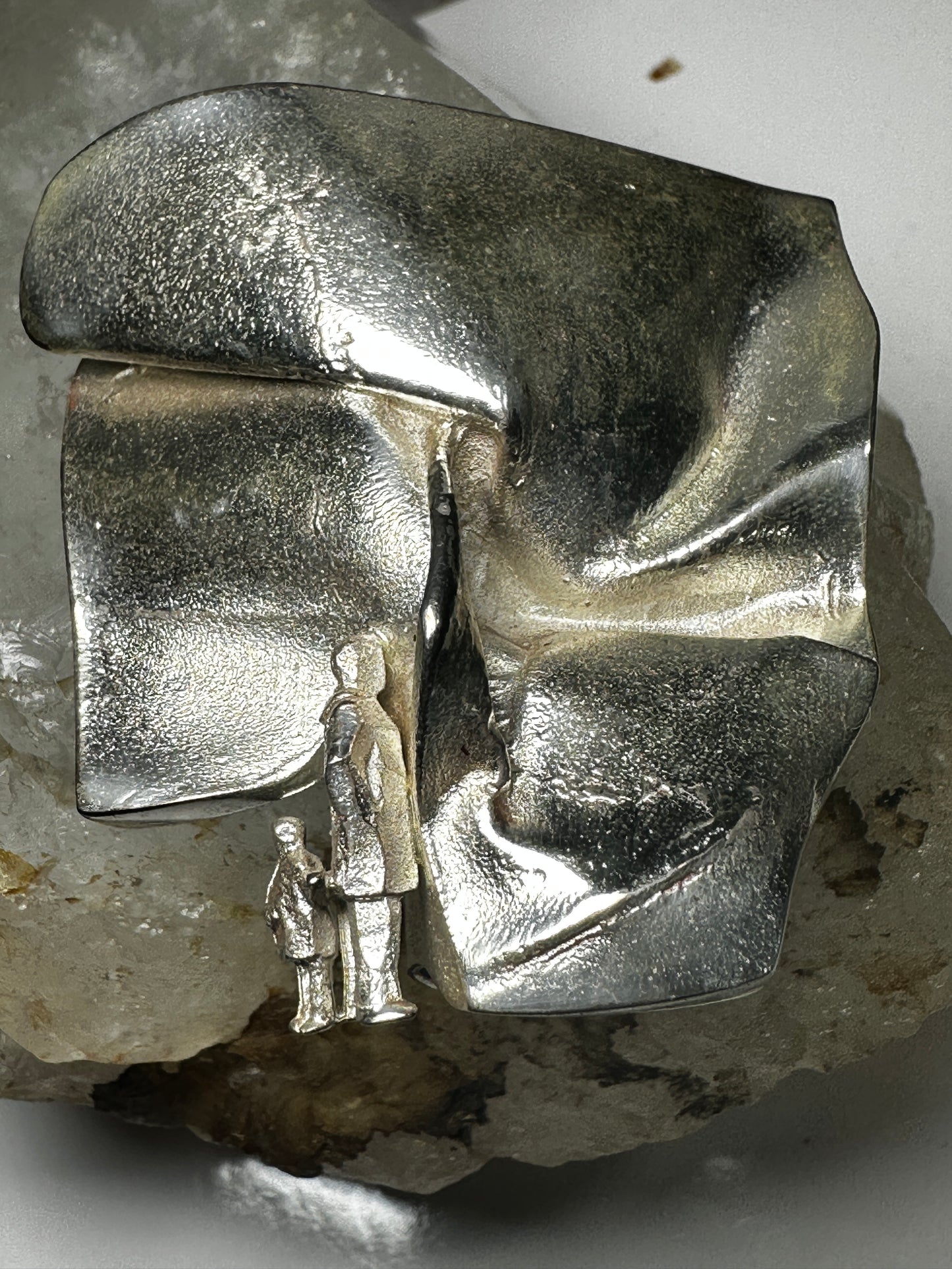 Figurative ring sterling silver modernist Bjorn Weckstrom From Lapponia Studio Finland 1973