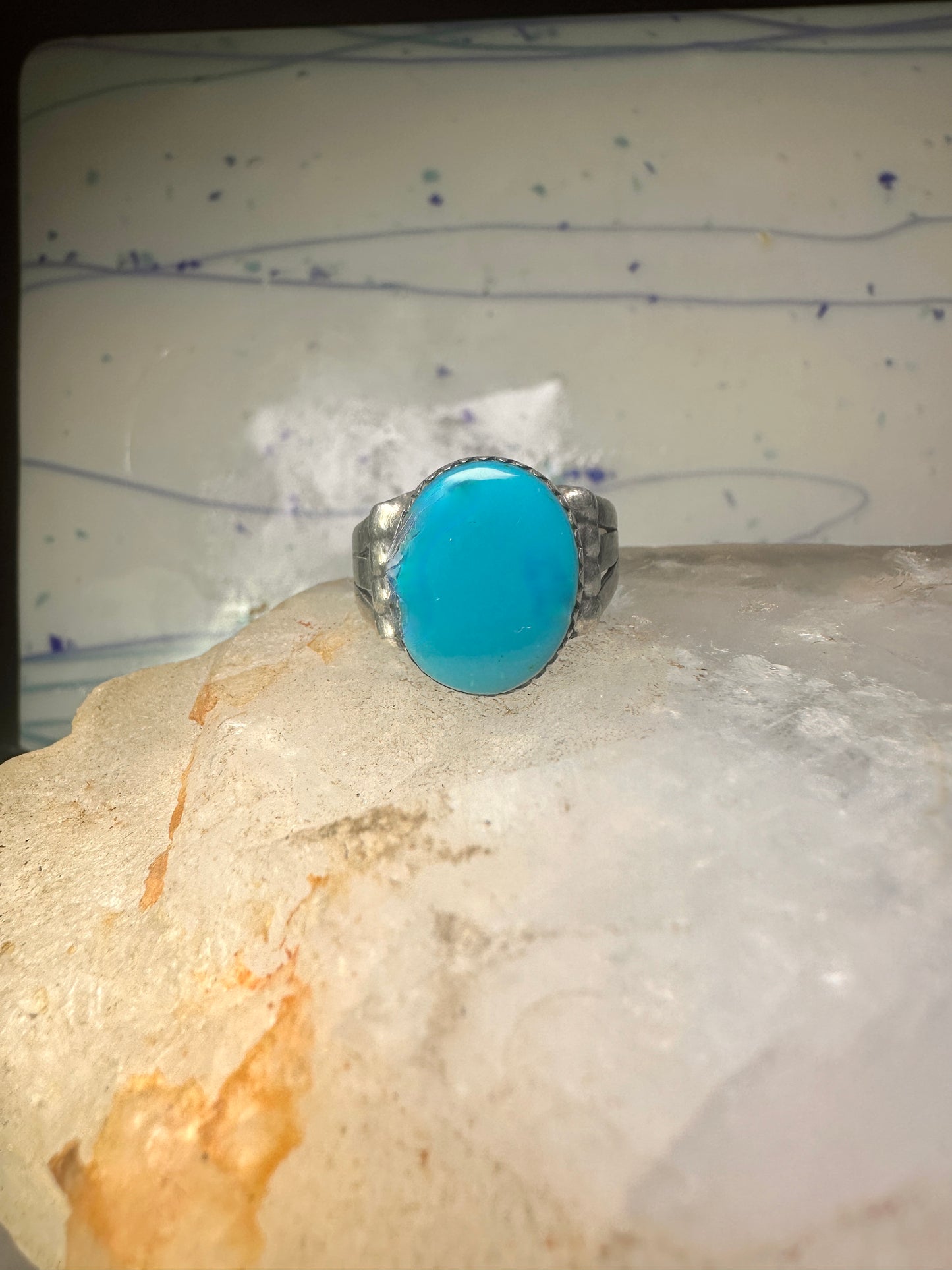 Navajo turquoise ring size 8.25 sterling silver women girls