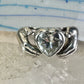Heart ring Hands holding heart Valentine love band size 7.75 sterling silver women