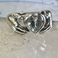 Heart ring Hands holding heart Valentine love band size 7.75 sterling silver women