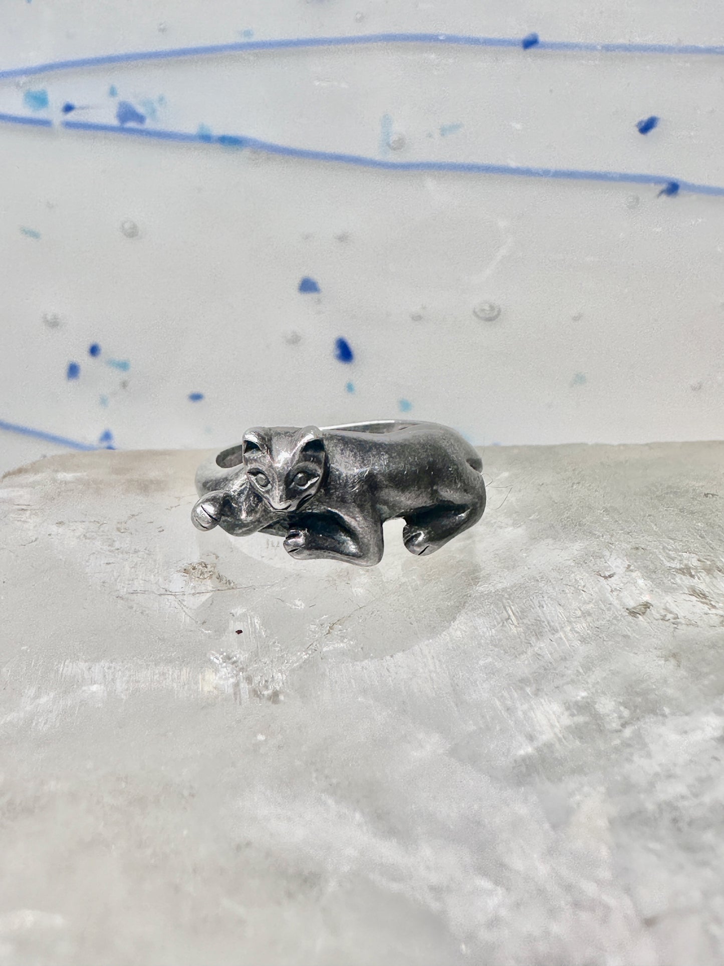 Cat ring kitten band size 5.75 sterling silver women girls