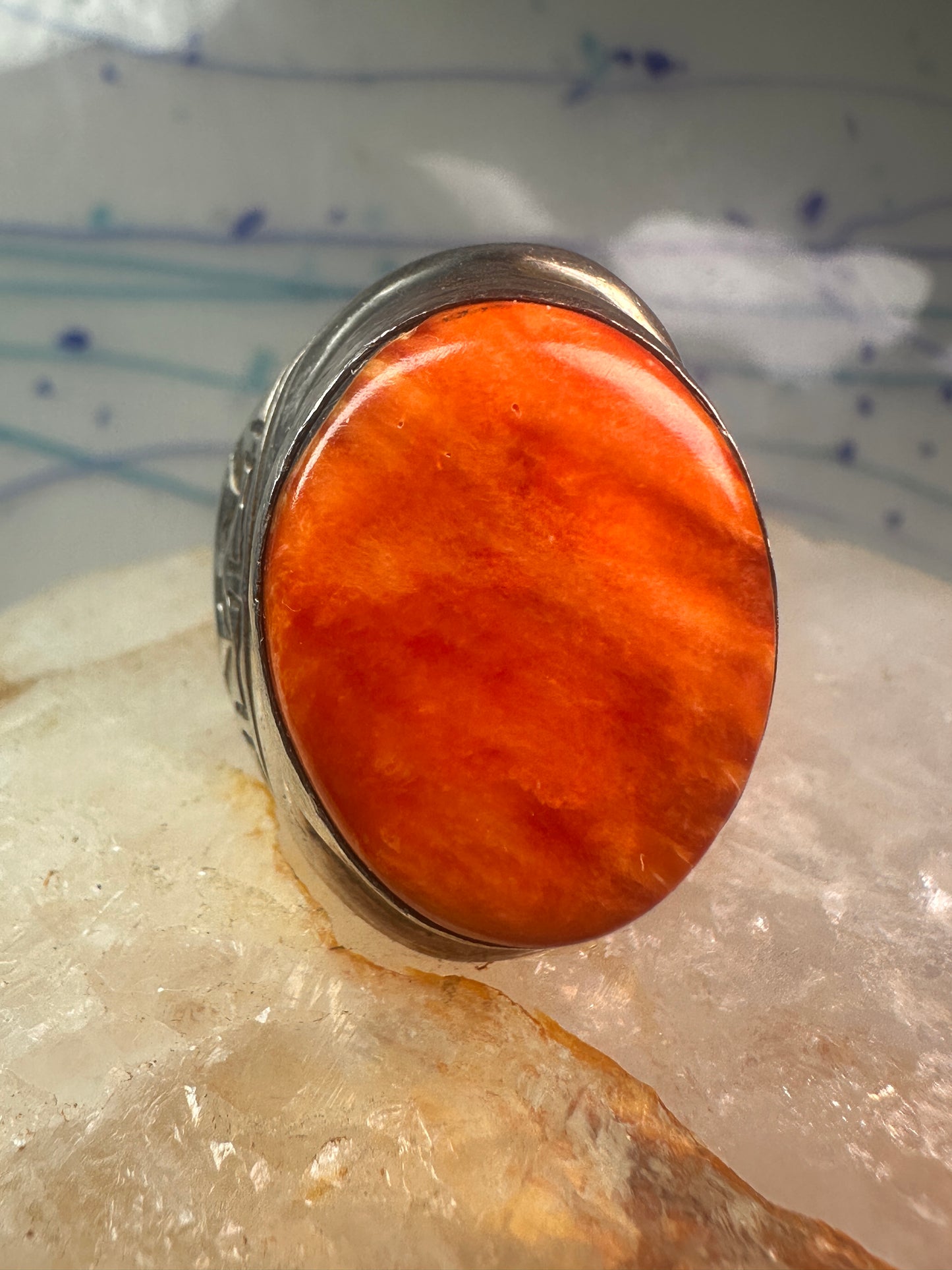 Navajo ring Spiny Oyster heavy band size 9.75 sterling silver IHMS