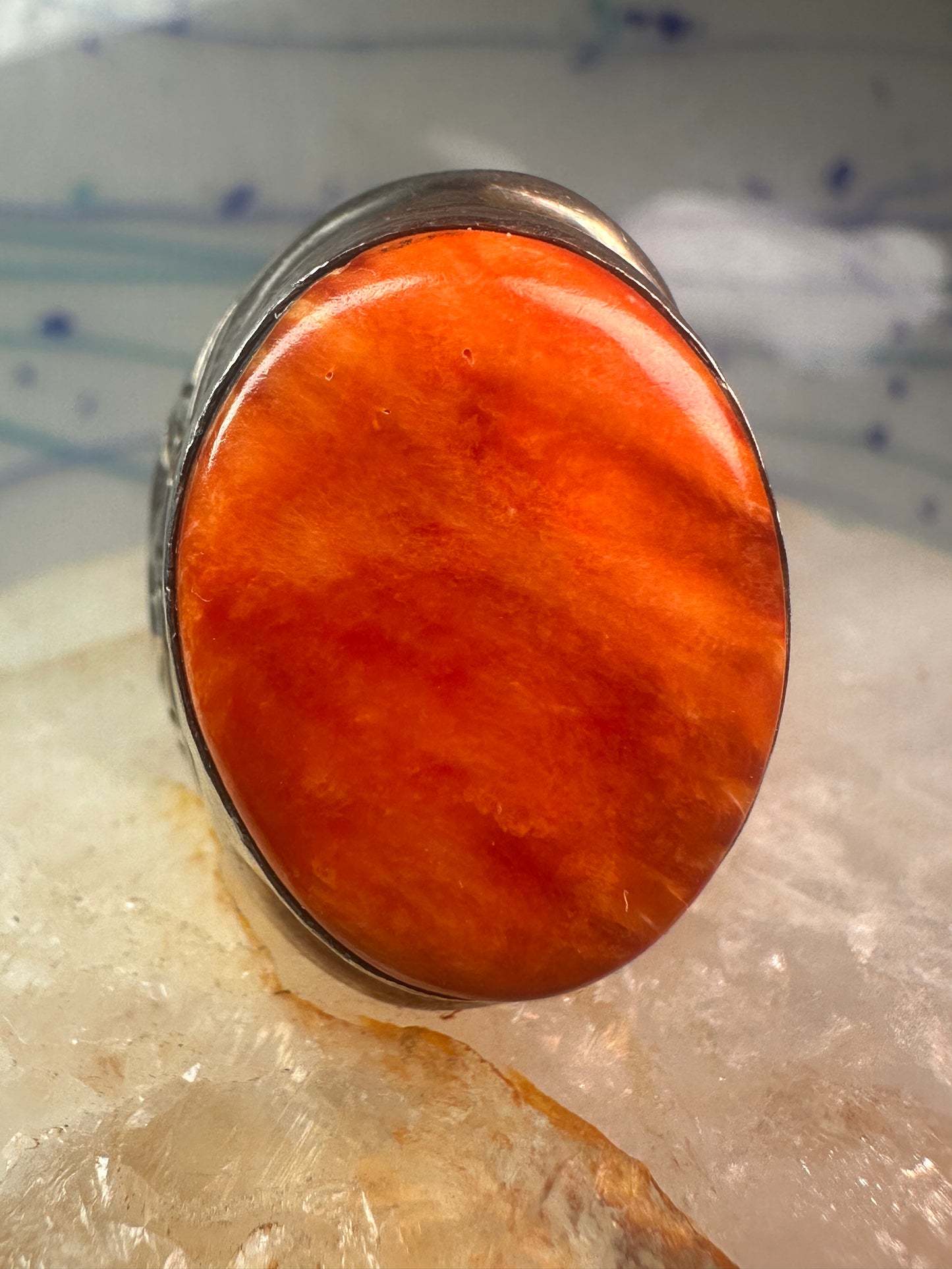 Navajo ring Spiny Oyster heavy band size 9.75 sterling silver IHMS