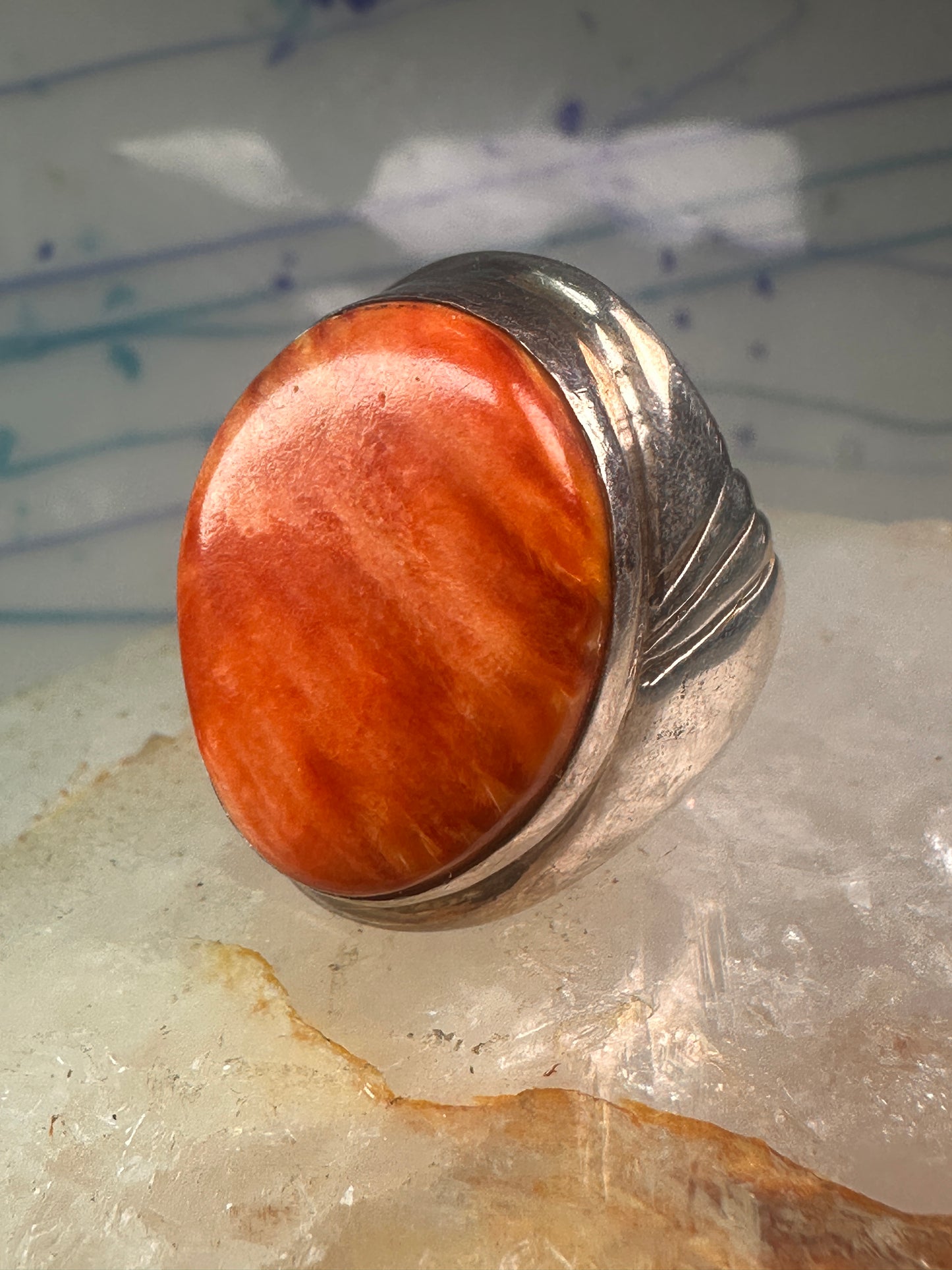 Navajo ring Spiny Oyster heavy band size 9.75 sterling silver IHMS