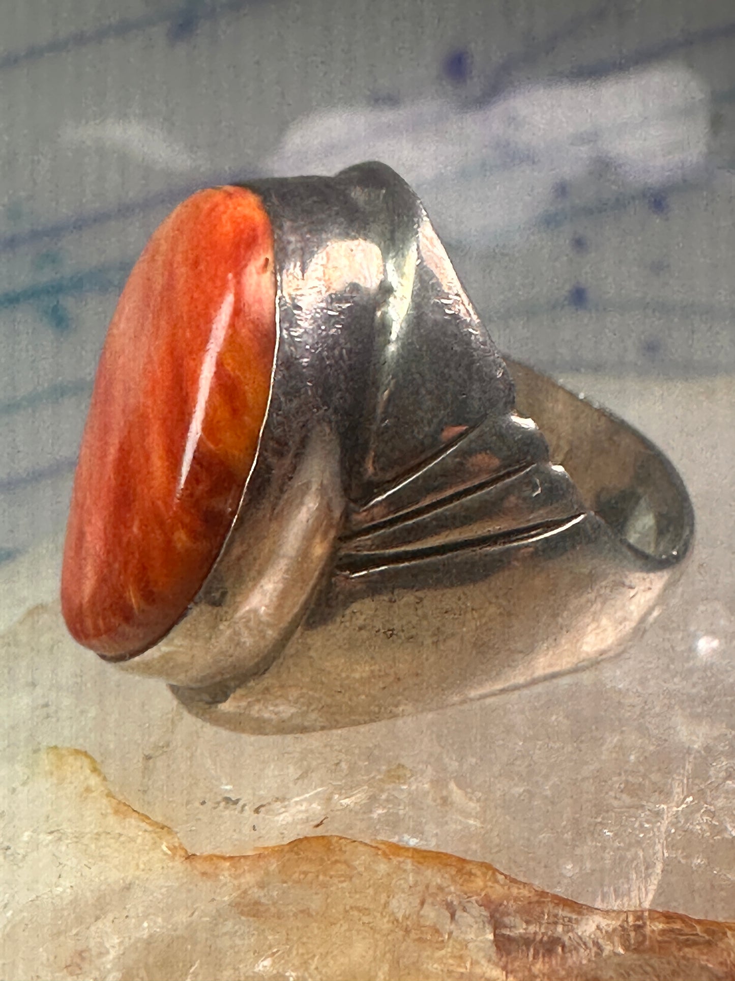 Navajo ring Spiny Oyster heavy band size 9.75 sterling silver IHMS