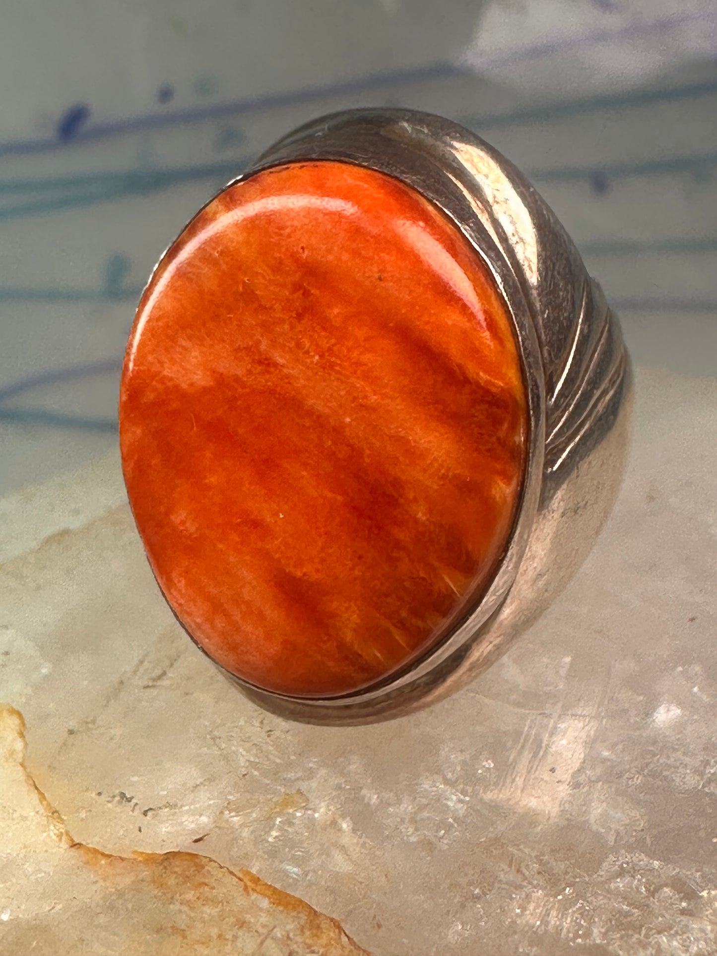 Navajo ring Spiny Oyster heavy band size 9.75 sterling silver IHMS