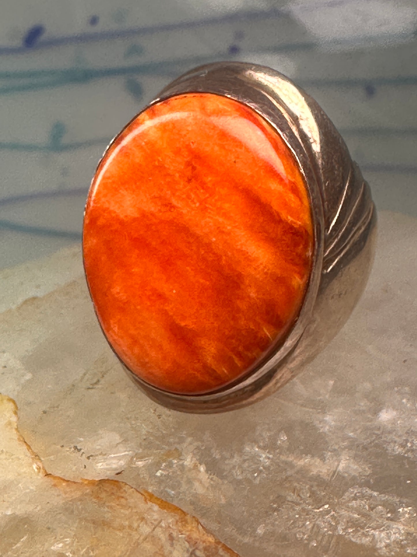 Navajo ring Spiny Oyster heavy band size 9.75 sterling silver IHMS