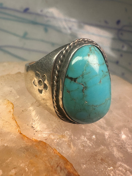 Navajo ring Turquoise heavy band size 9.75 sterling silver