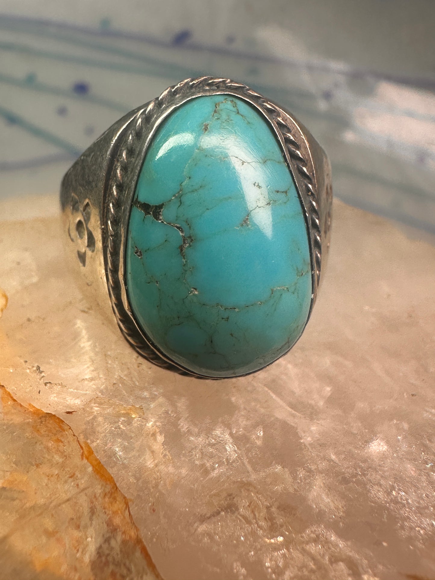 Navajo ring Turquoise heavy band size 9.75 sterling silver