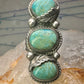 Navajo Long turquoise ring size 5.75 sterling silver feathers leaf women