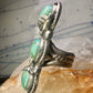 Navajo Long turquoise ring size 5.75 sterling silver feathers leaf women