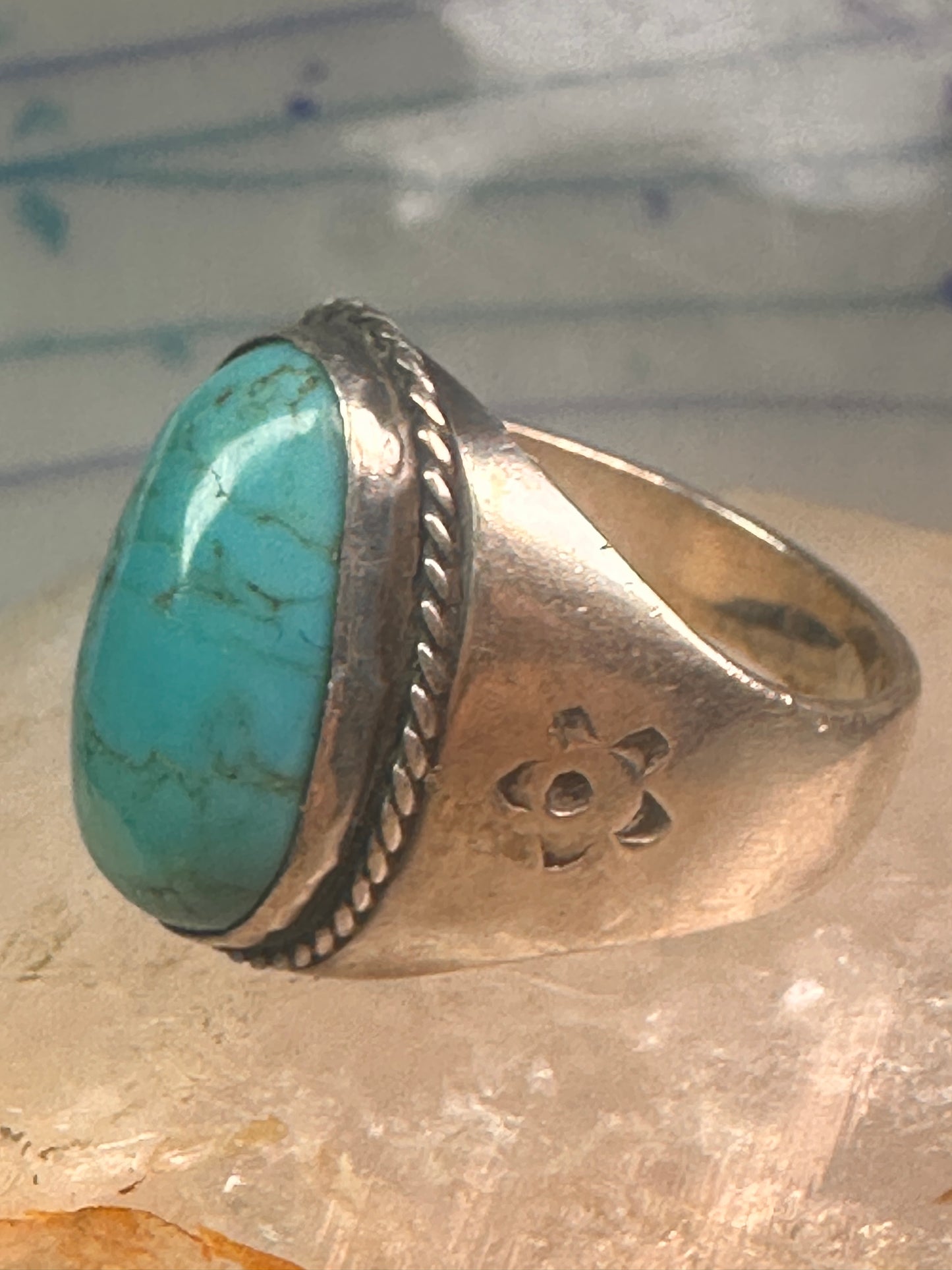 Navajo ring Turquoise heavy band size 9.75 sterling silver