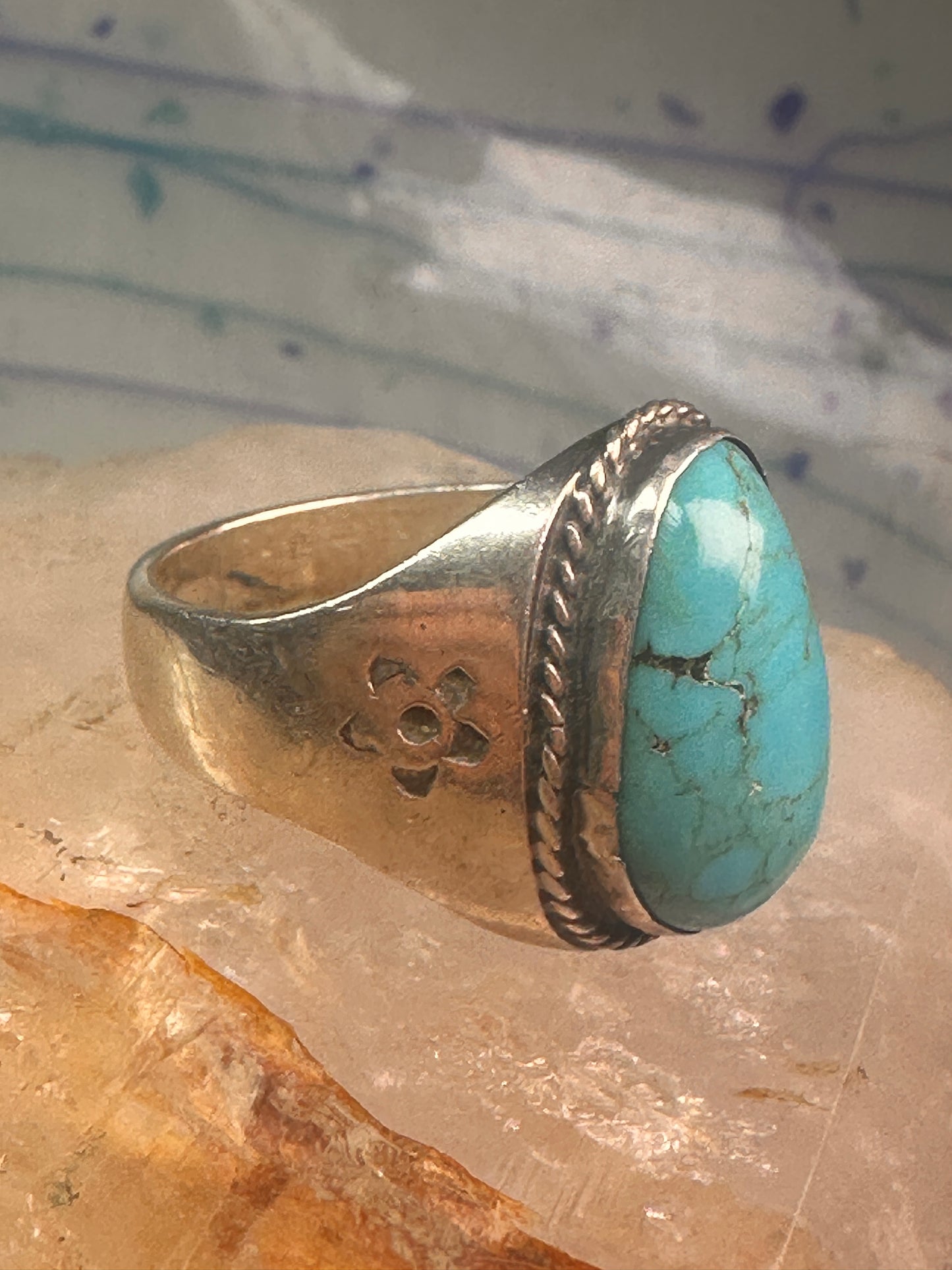 Navajo ring Turquoise heavy band size 9.75 sterling silver