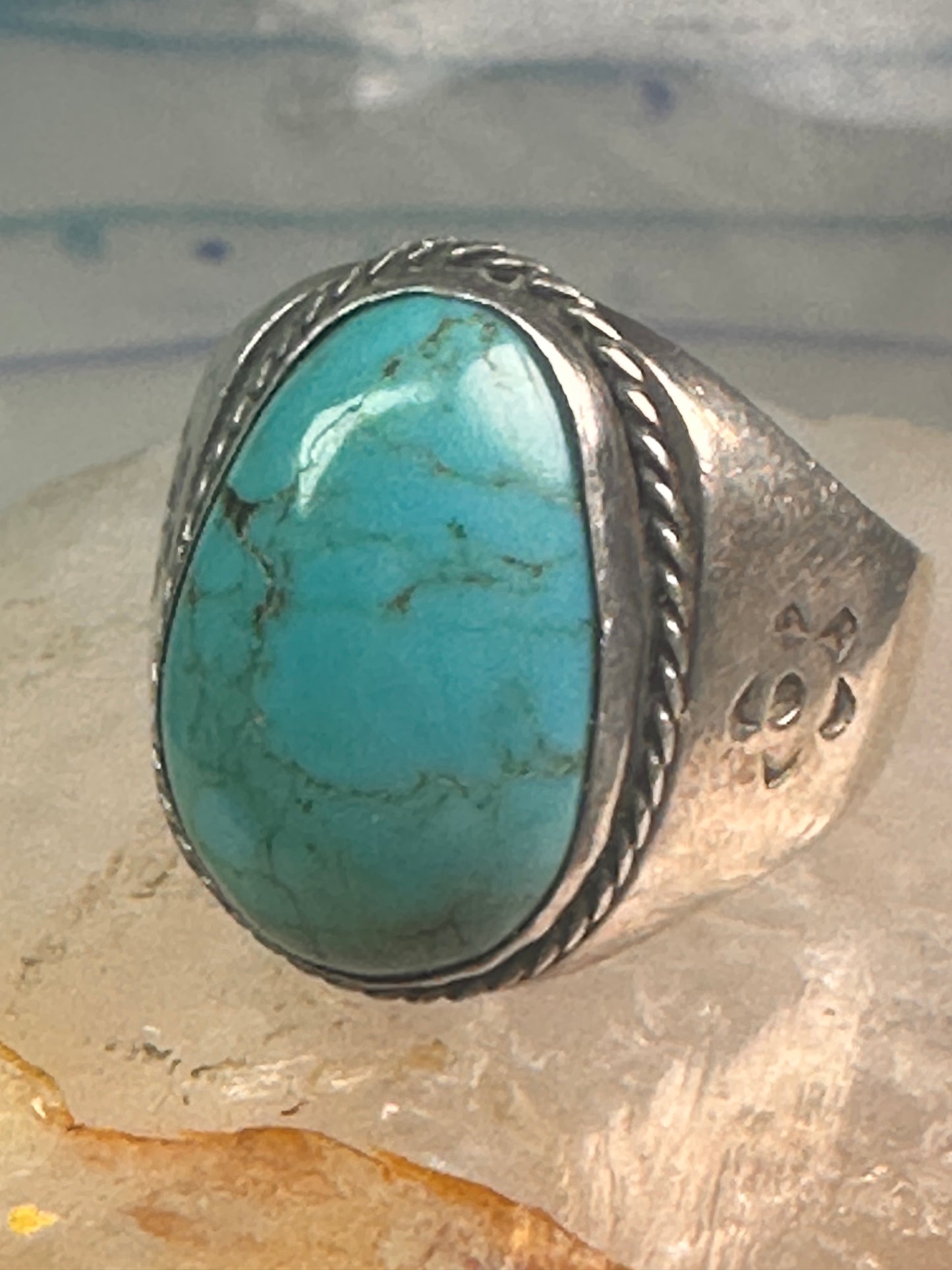 Navajo ring Turquoise heavy band size 9.75 sterling silver