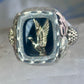 Black Hills Gold ring onyx size 10.75 duck goose Sterling silver 12K