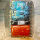 Navajo ring cobblestone turquoise coral MOP onyx size 10 sterling silver men women