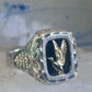 Black Hills Gold ring onyx size 10.75 duck goose Sterling silver 12K