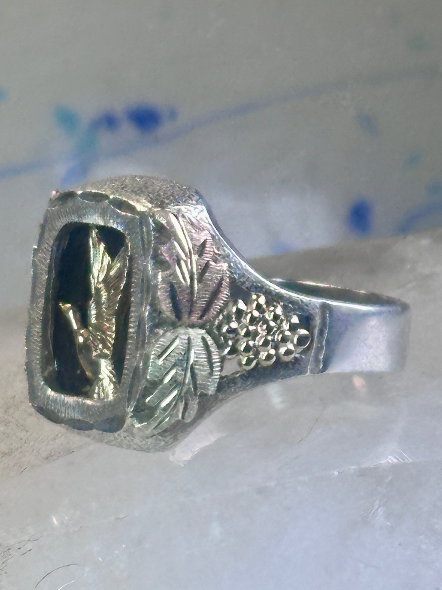 Black Hills Gold ring onyx size 10.75 duck goose Sterling silver 12K