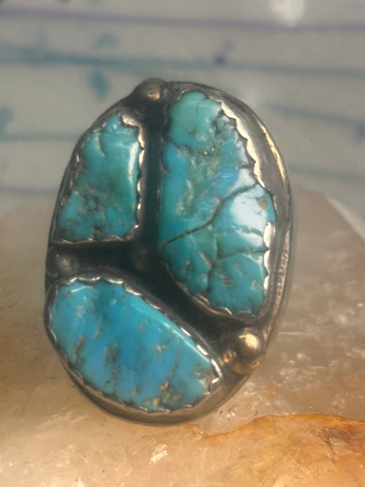 Navajo ring Turquoise heavy band size 9.5 sterling silver