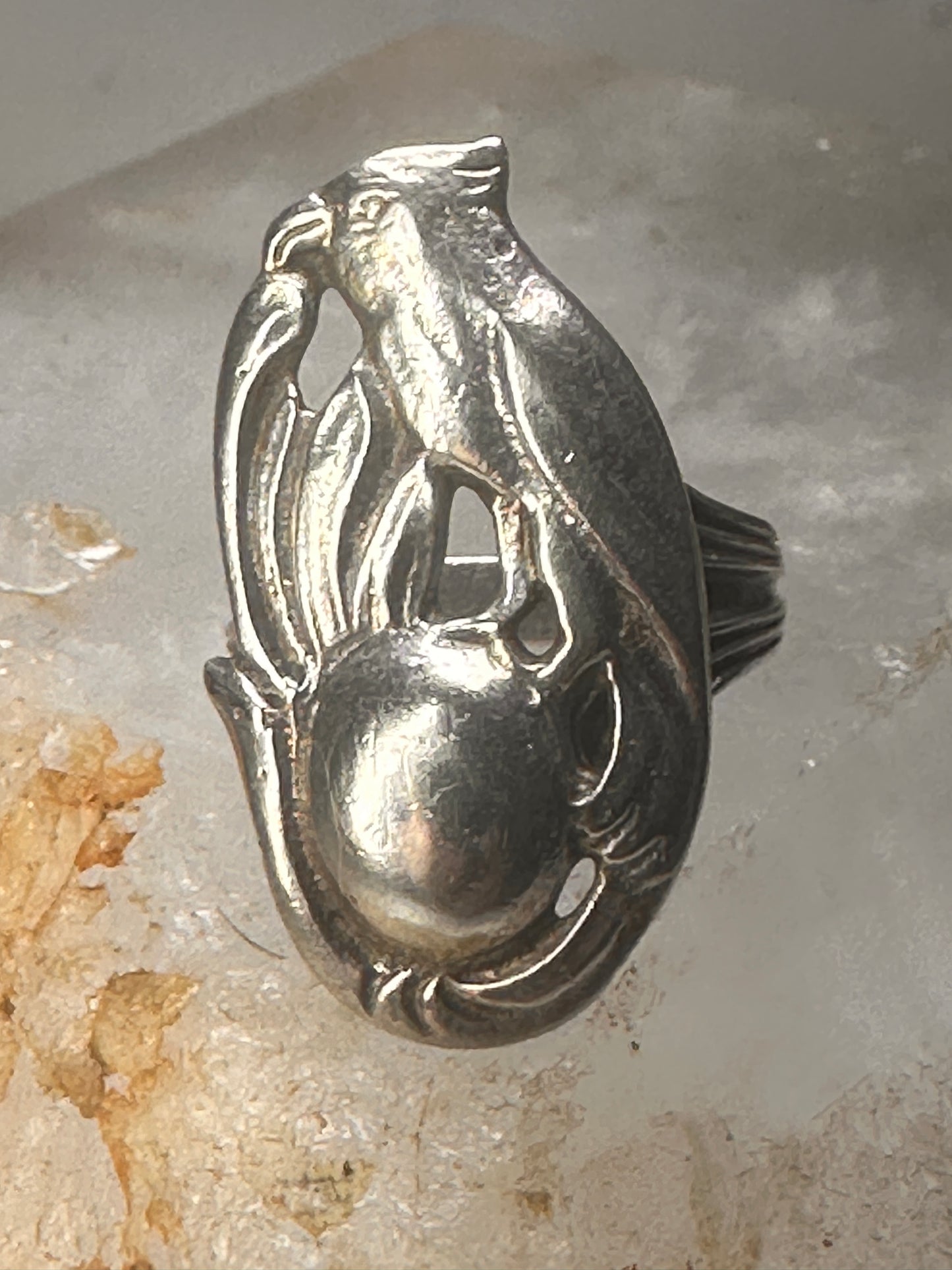 Bird ring size 6.75 floral sterling silver women girls