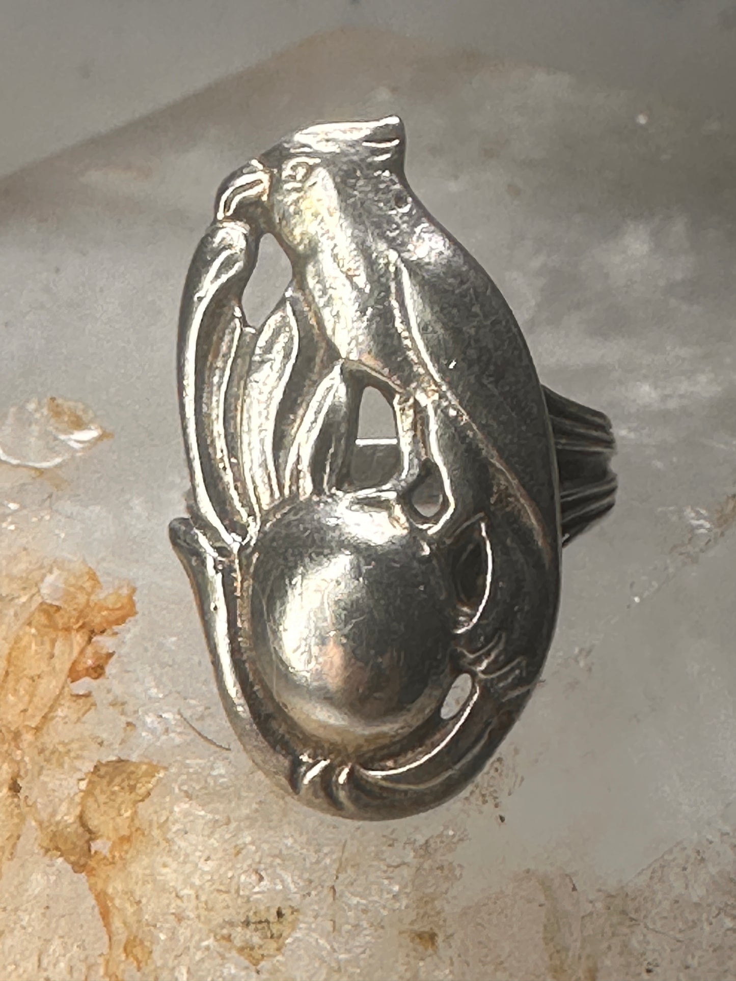 Bird ring size 6.75 floral sterling silver women girls