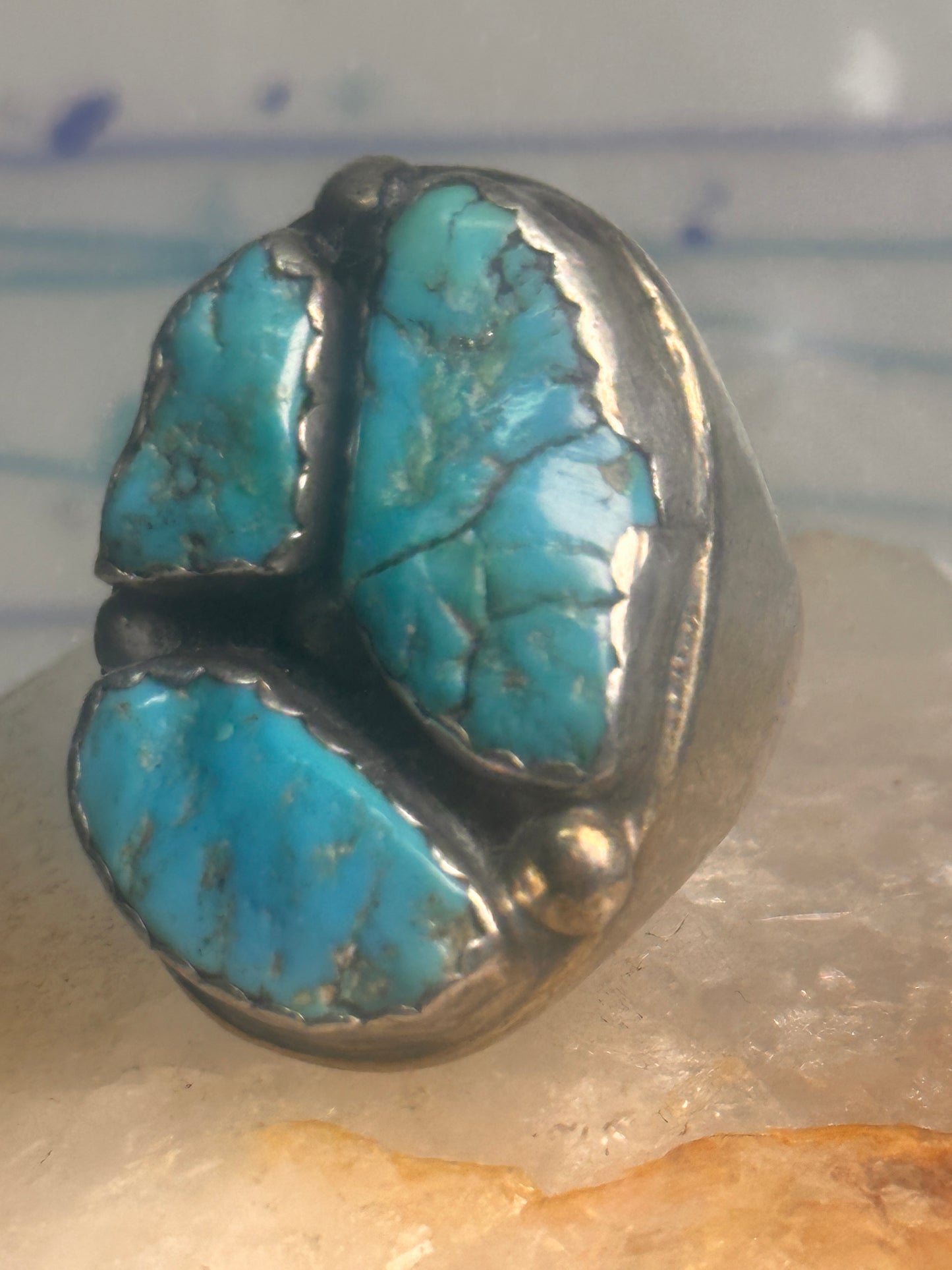 Navajo ring Turquoise heavy band size 9.5 sterling silver