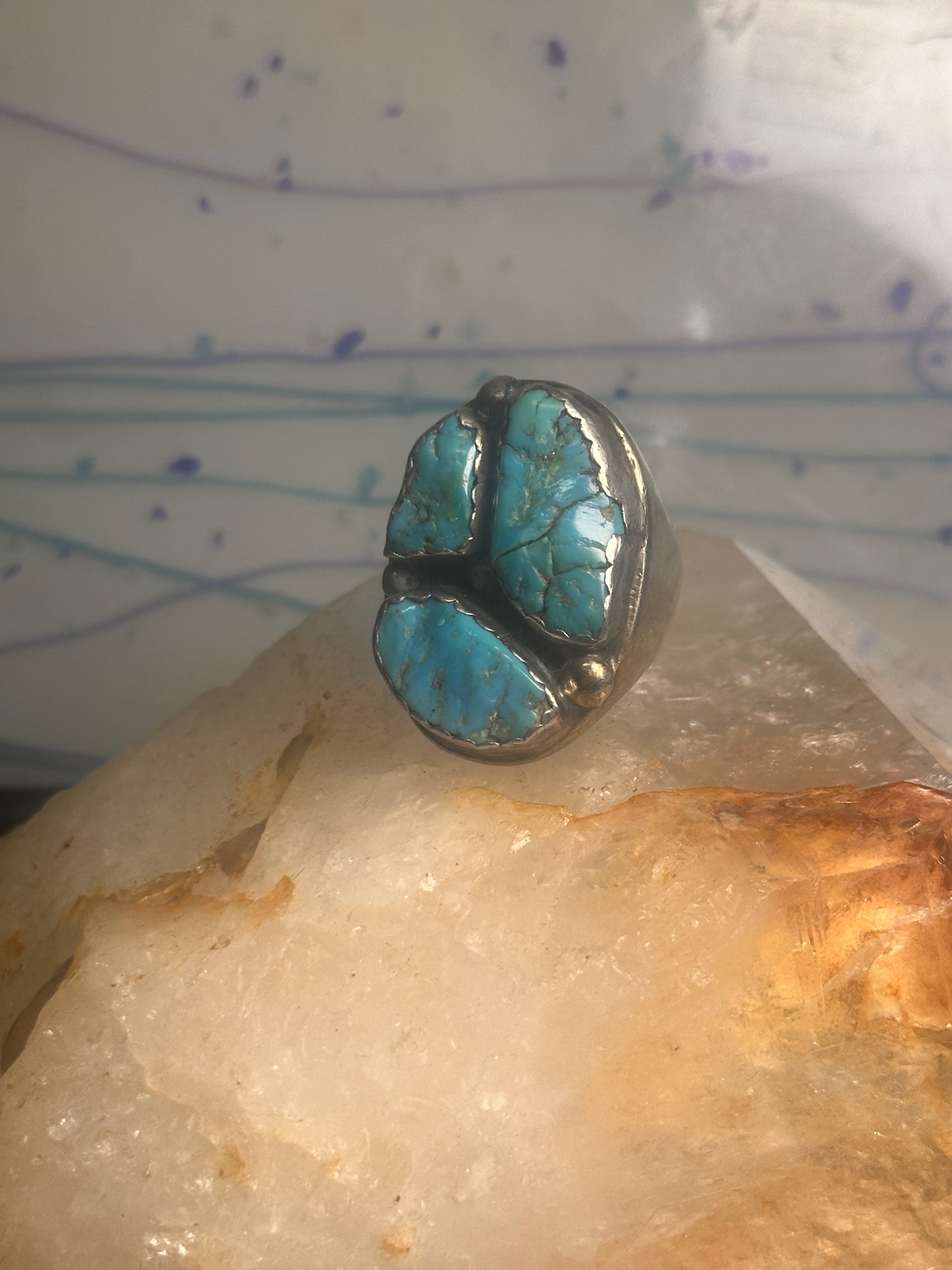 Navajo ring Turquoise heavy band size 9.5 sterling silver