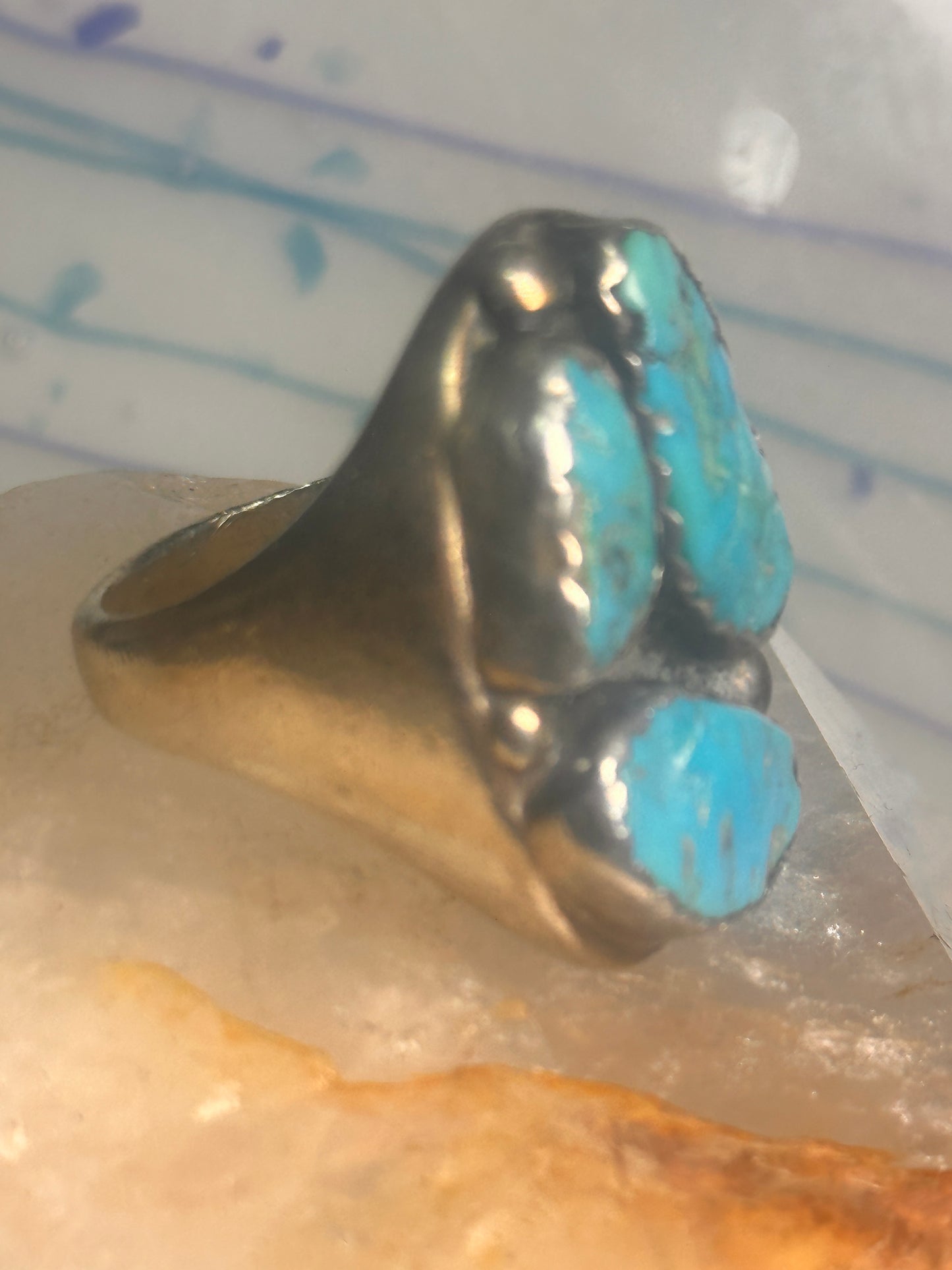 Navajo ring Turquoise heavy band size 9.5 sterling silver