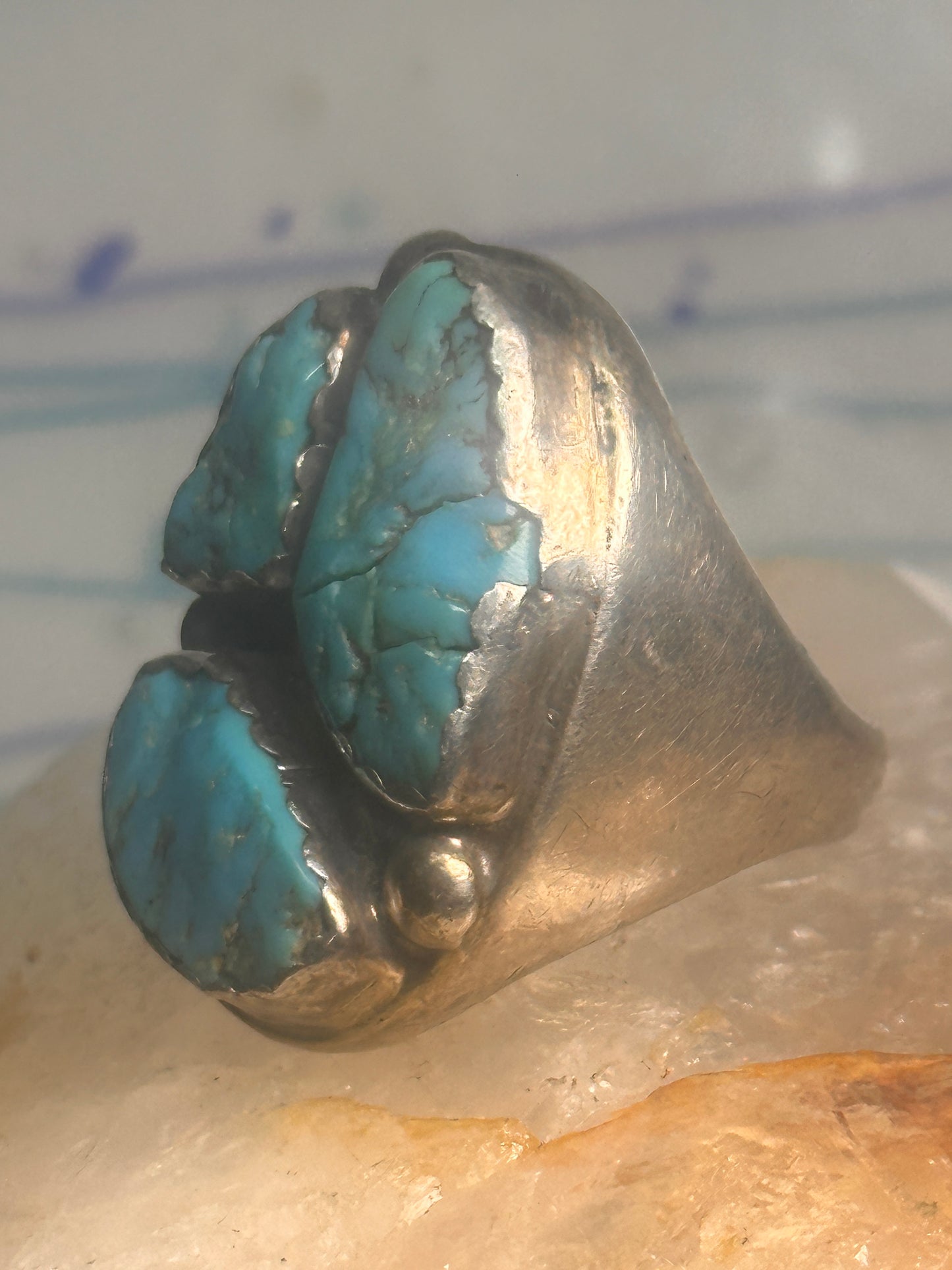 Navajo ring Turquoise heavy band size 9.5 sterling silver